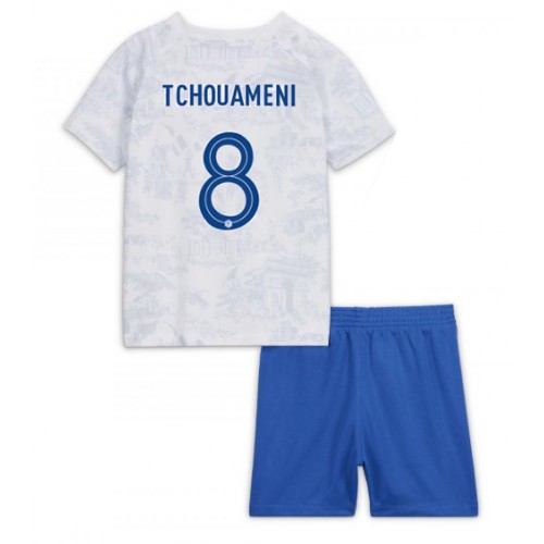 Dětský Fotbalový dres Francie Aurelien Tchouameni #8 MS 2022 Venkovní Krátký Rukáv (+ trenýrky)